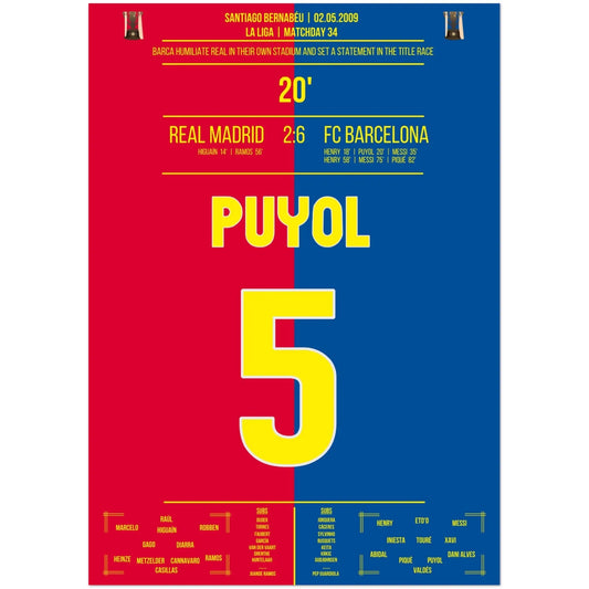 Barcelona's Machtdemonstration im Bernabéu in 2009 | Puyol's Tor A4-21x29.7-cm-8x12-Premium-Semi-Glossy-Paper-Poste