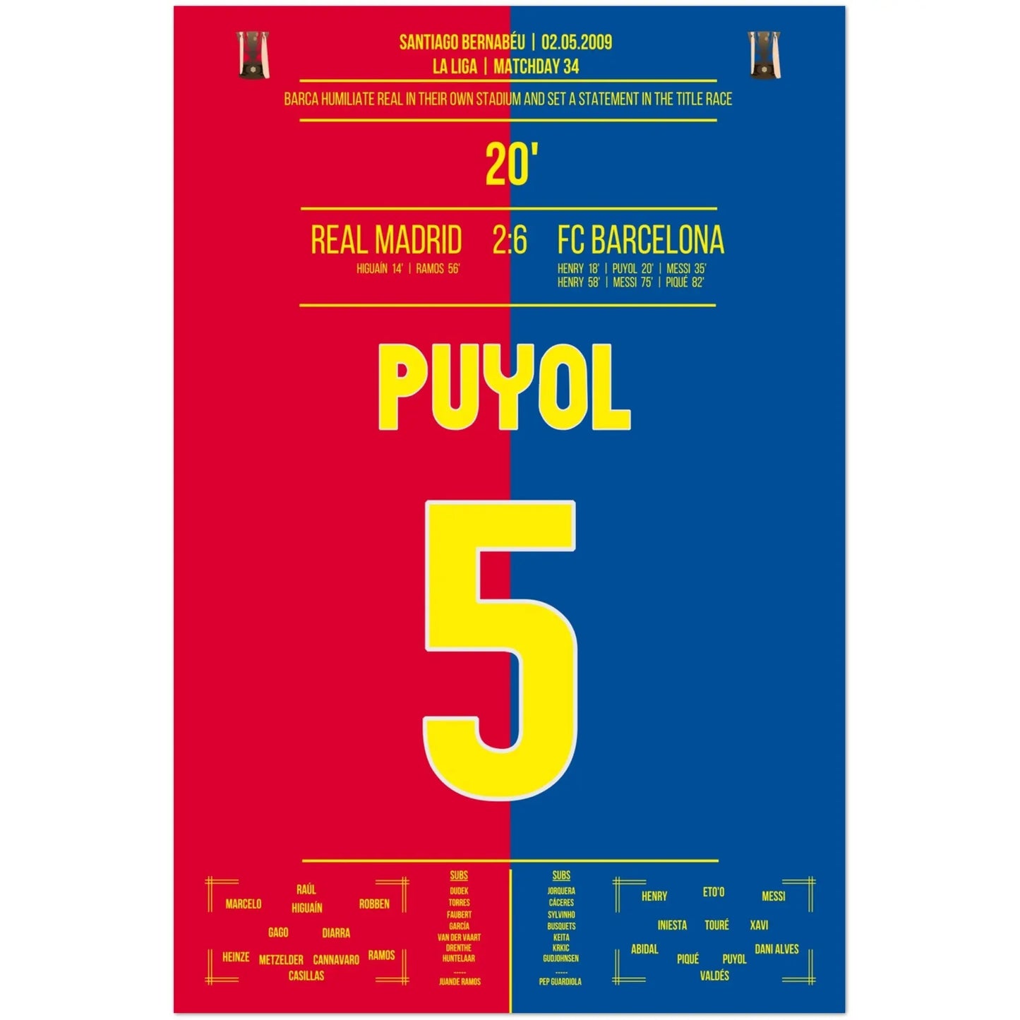 Barcelona's Machtdemonstration im Bernabéu in 2009 | Puyol's Tor 60x90-cm-24x36-Premium-Semi-Glossy-Paper-Poster