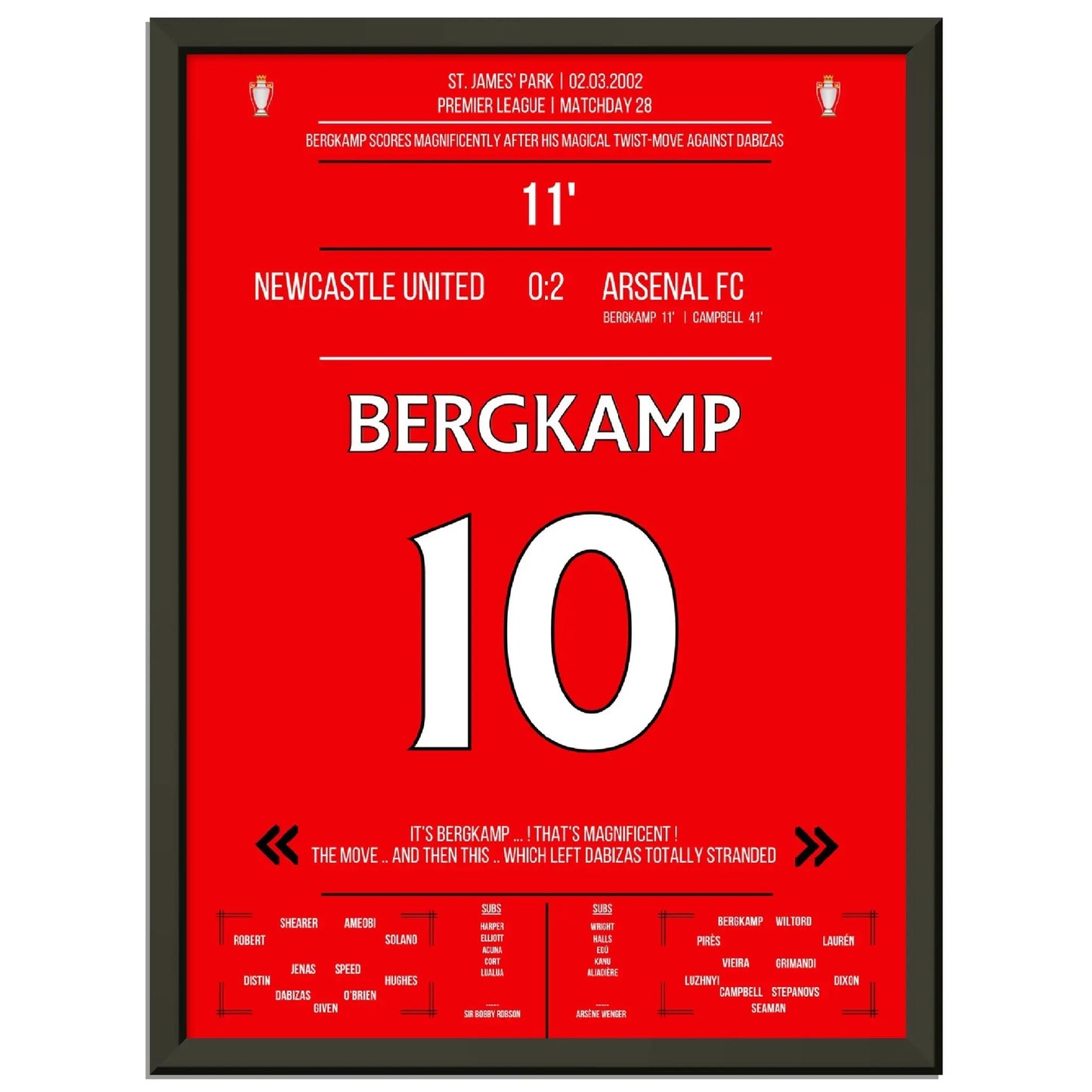 Bergkamps magisches Tor im Spiel Arsenal - Newcastle Premier League 2002 