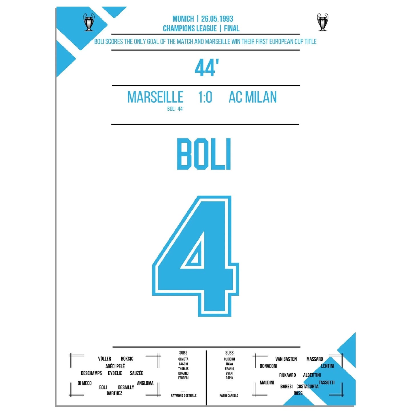 Bolis Kopfballtor entscheidet das erste Champions League Finale 1993 Marseille - Mailand 