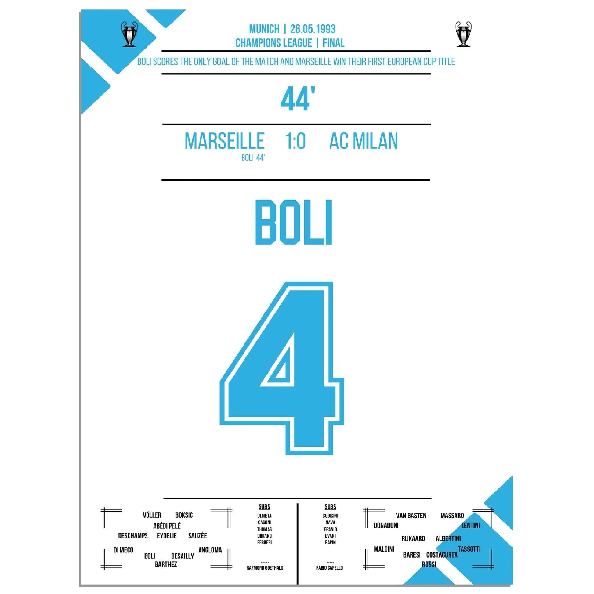 Bolis Kopfballtor entscheidet das erste Champions League Finale 1993 Marseille - Mailand 