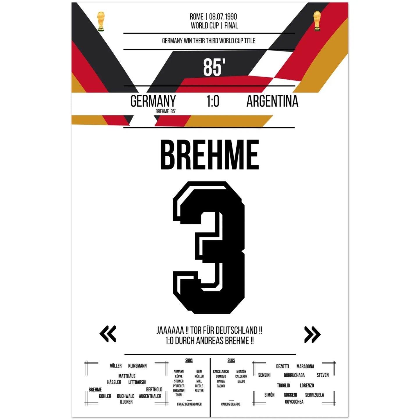Brehme's Elfmeter gegen Argentinien im WM-Finale 1990 