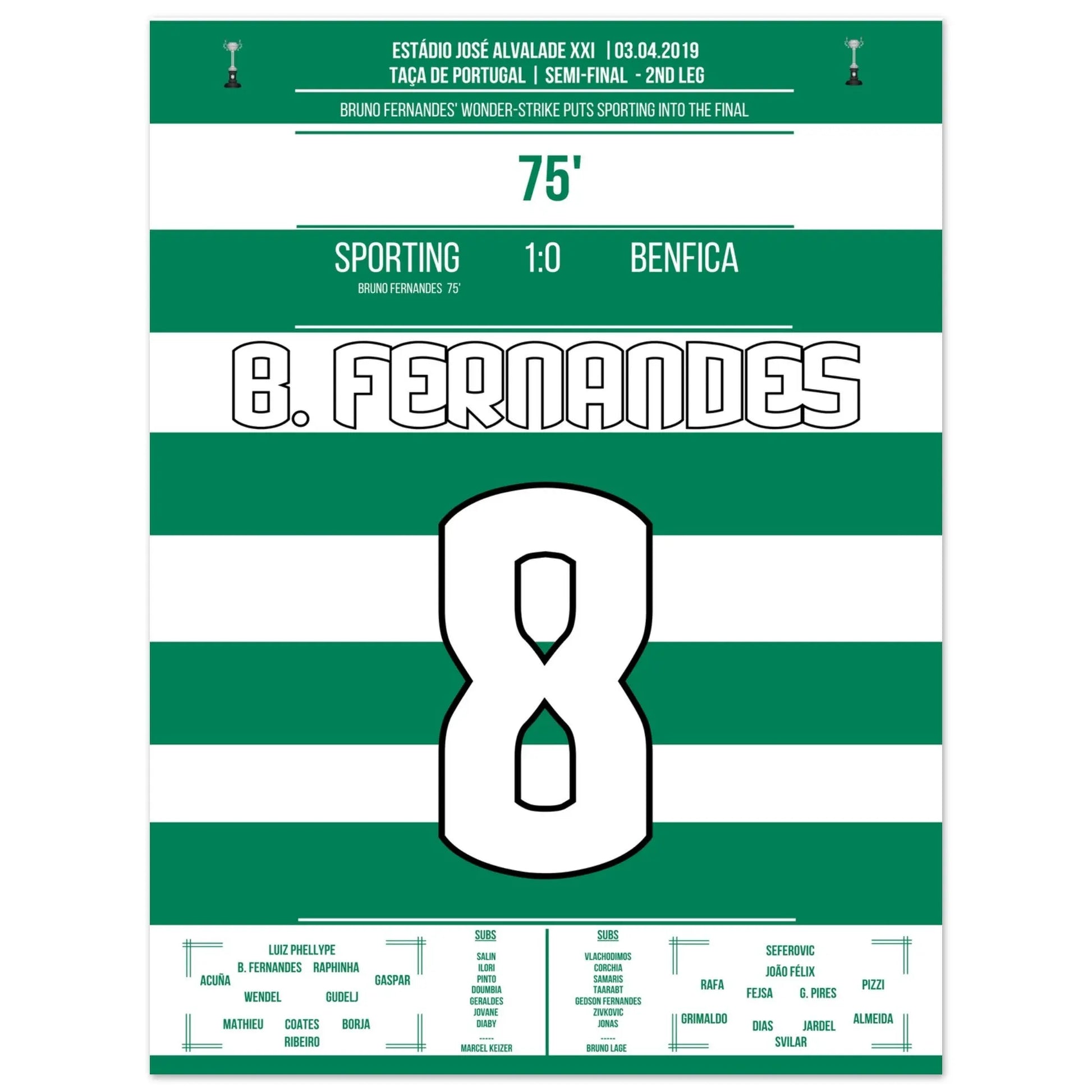 Bruno Fernandes schießt Sporting im Derby ins Pokalfinale 2019 30x40-cm-12x16-Ohne-Rahmen