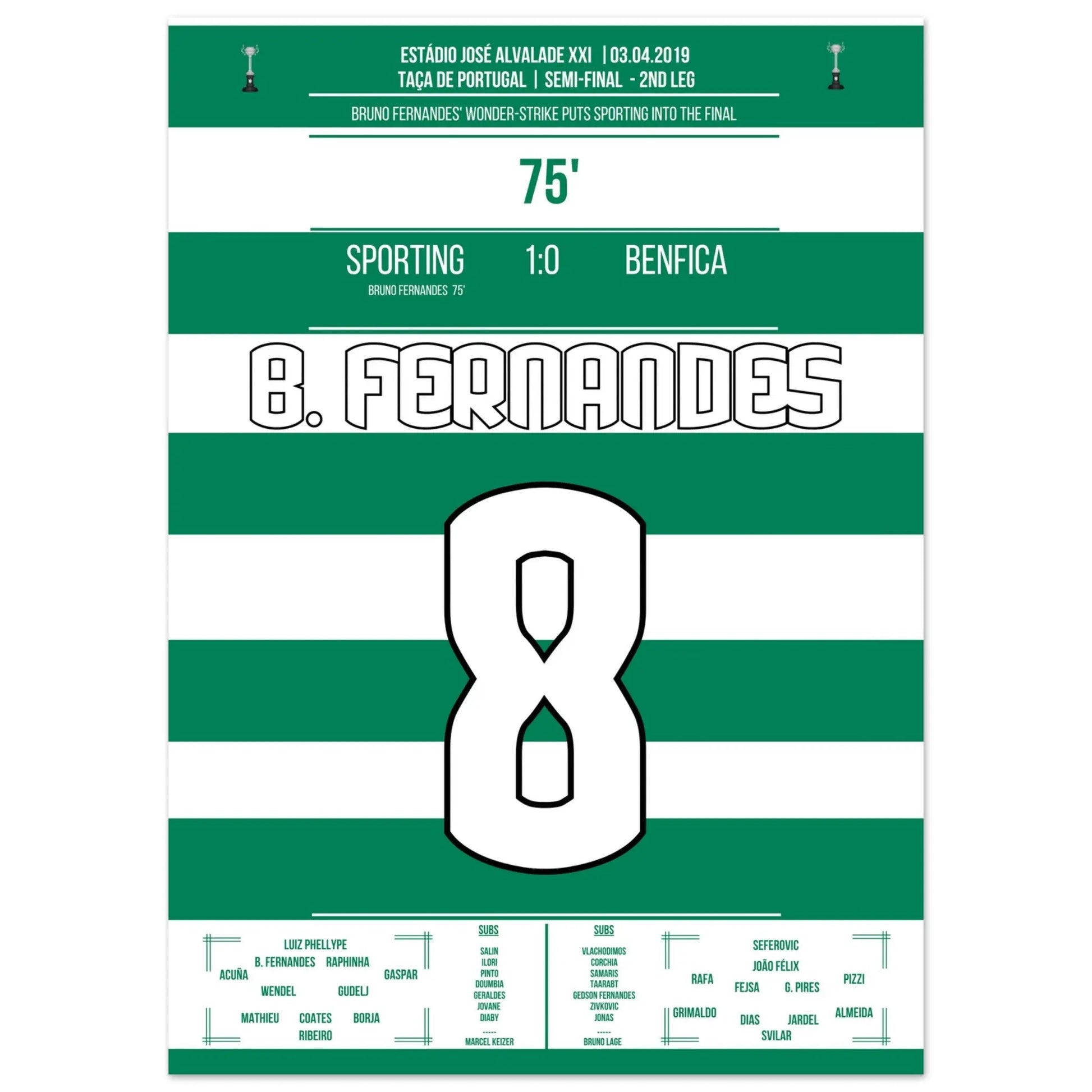 Bruno Fernandes schießt Sporting im Derby ins Pokalfinale 2019 50x70-cm-20x28-Ohne-Rahmen