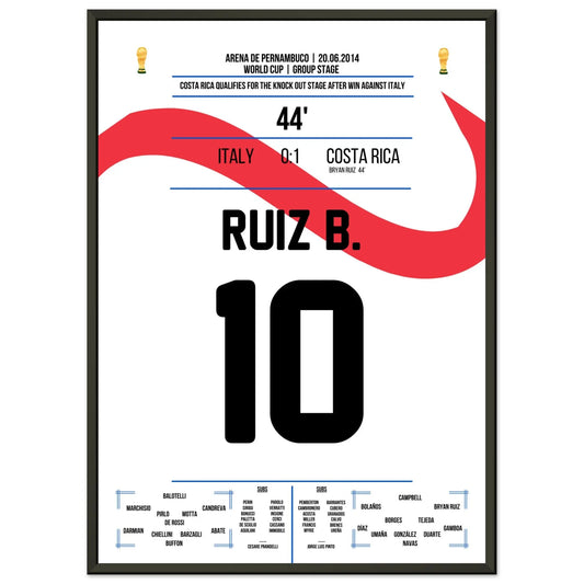 Bryan Ruiz köpft Costa Rica zum Sieg gegen Italien bei der WM 2014 50x70-cm-20x28-Schwarzer-Aluminiumrahmen