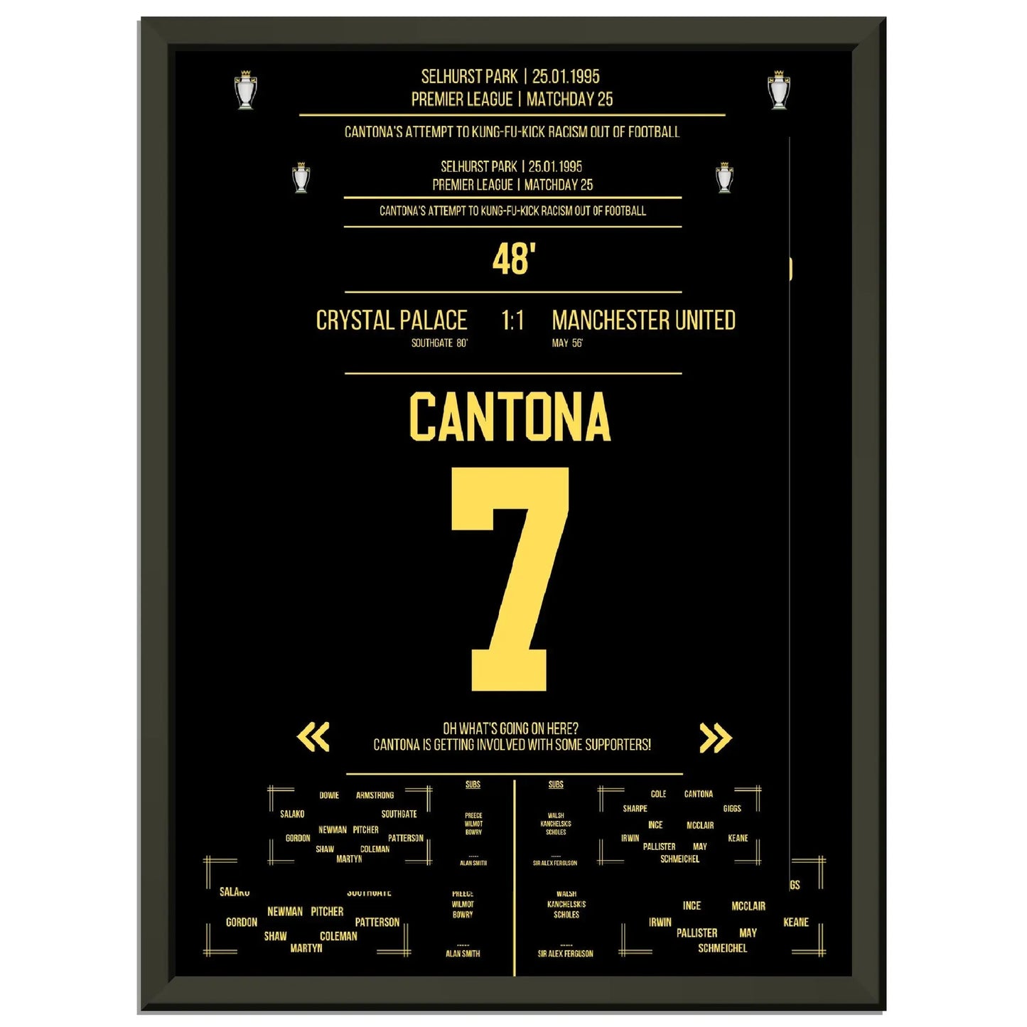 Cantona Kung Fu Tritt im Premier League Spiel ManU - Crystal Palace 1995 