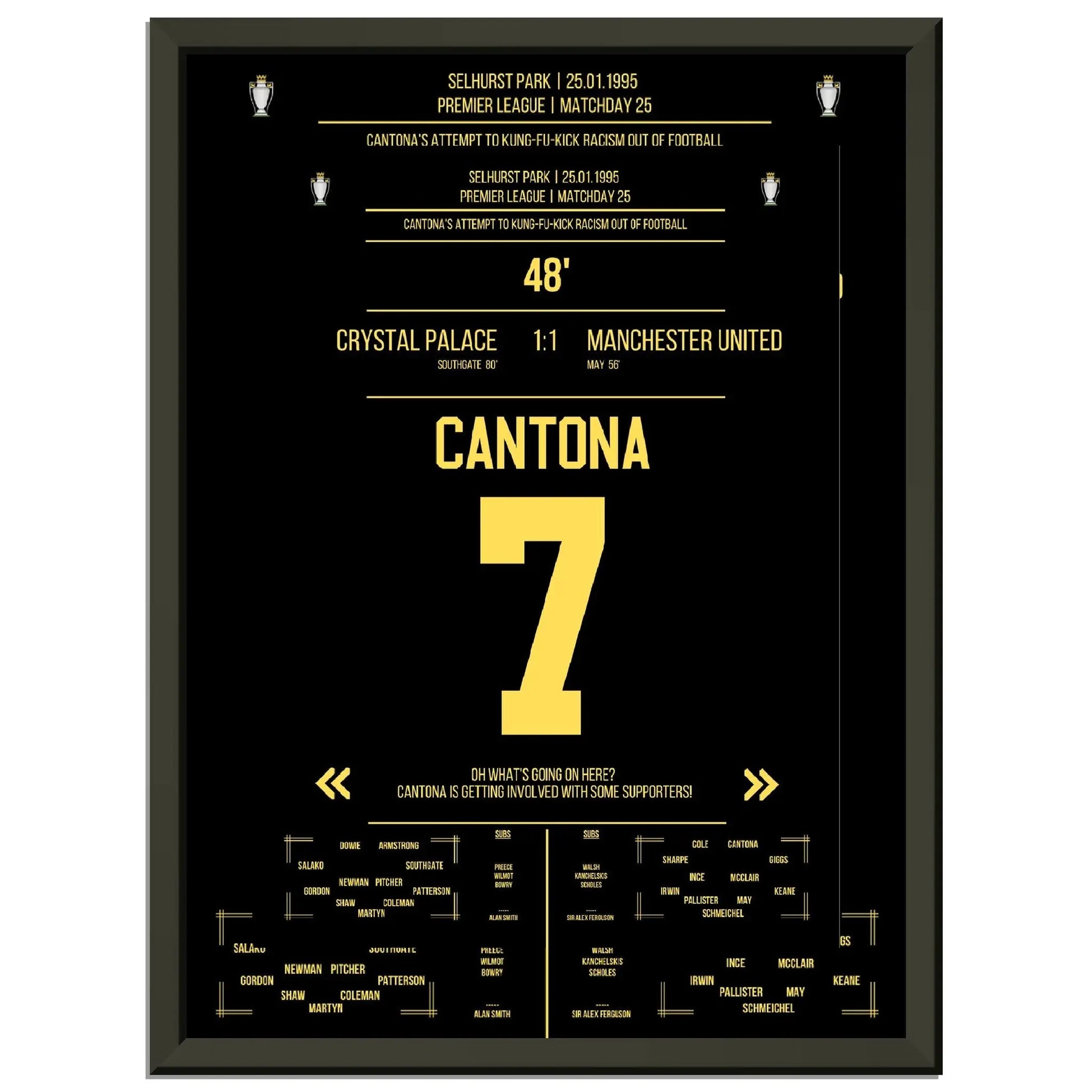 Cantona Kung Fu Tritt im Premier League Spiel ManU - Crystal Palace 1995 