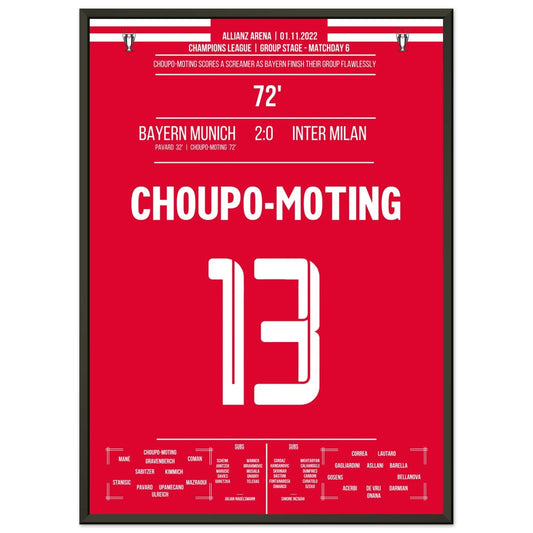 Choupo-Moting's Traumtor gegen Inter in der Champions League Gruppenphase 2022 50x70-cm-20x28-Schwarzer-Aluminiumrahmen