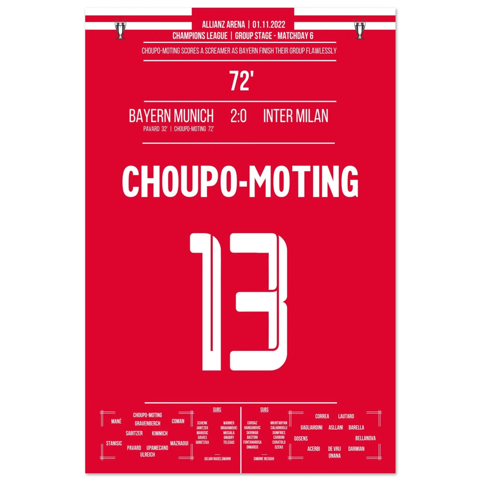 Choupo-Moting's Traumtor gegen Inter in der Champions League Gruppenphase 2022 60x90-cm-24x36-Ohne-Rahmen