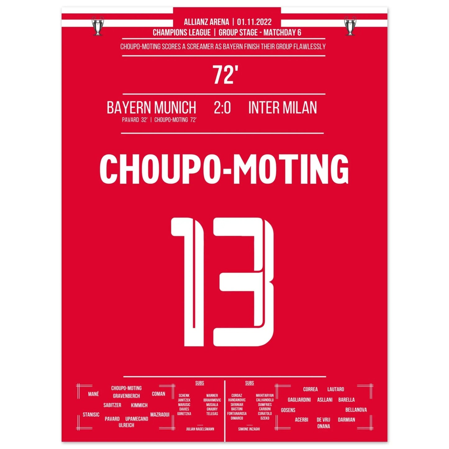 Choupo-Moting's Traumtor gegen Inter in der Champions League Gruppenphase 2022 45x60-cm-18x24-Ohne-Rahmen