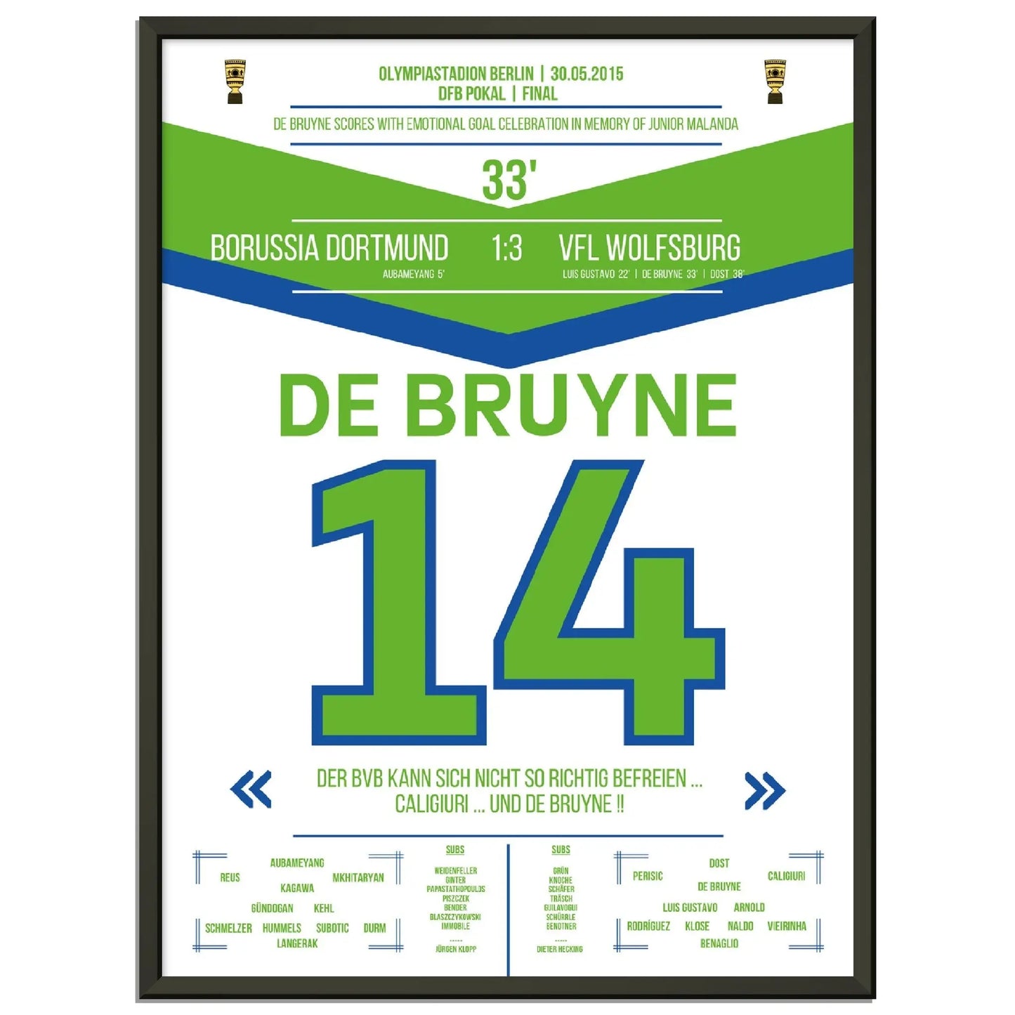 De Bruyne führt die Wölfe zum DFB Pokal-Sieg 2015 gegen Dortmund 