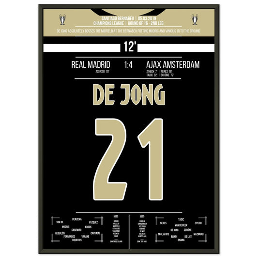 De Jong's magische Performance im Champions League Achtelfinale gegen Real 50x70-cm-20x28-Schwarzer-Aluminiumrahmen