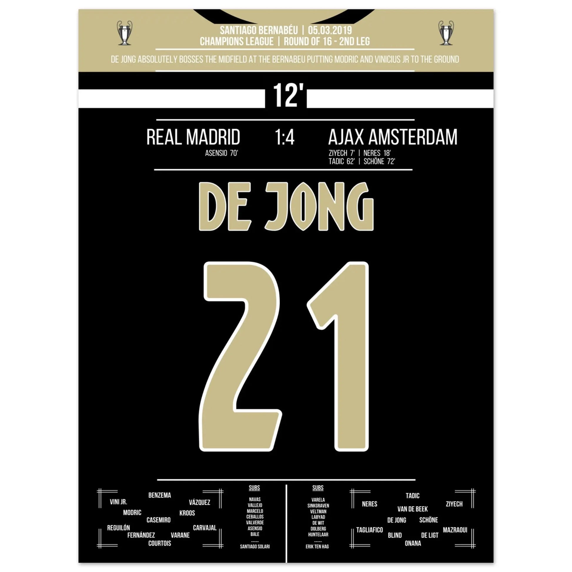 De Jong's magische Performance im Champions League Achtelfinale gegen Real 45x60-cm-18x24-Ohne-Rahmen