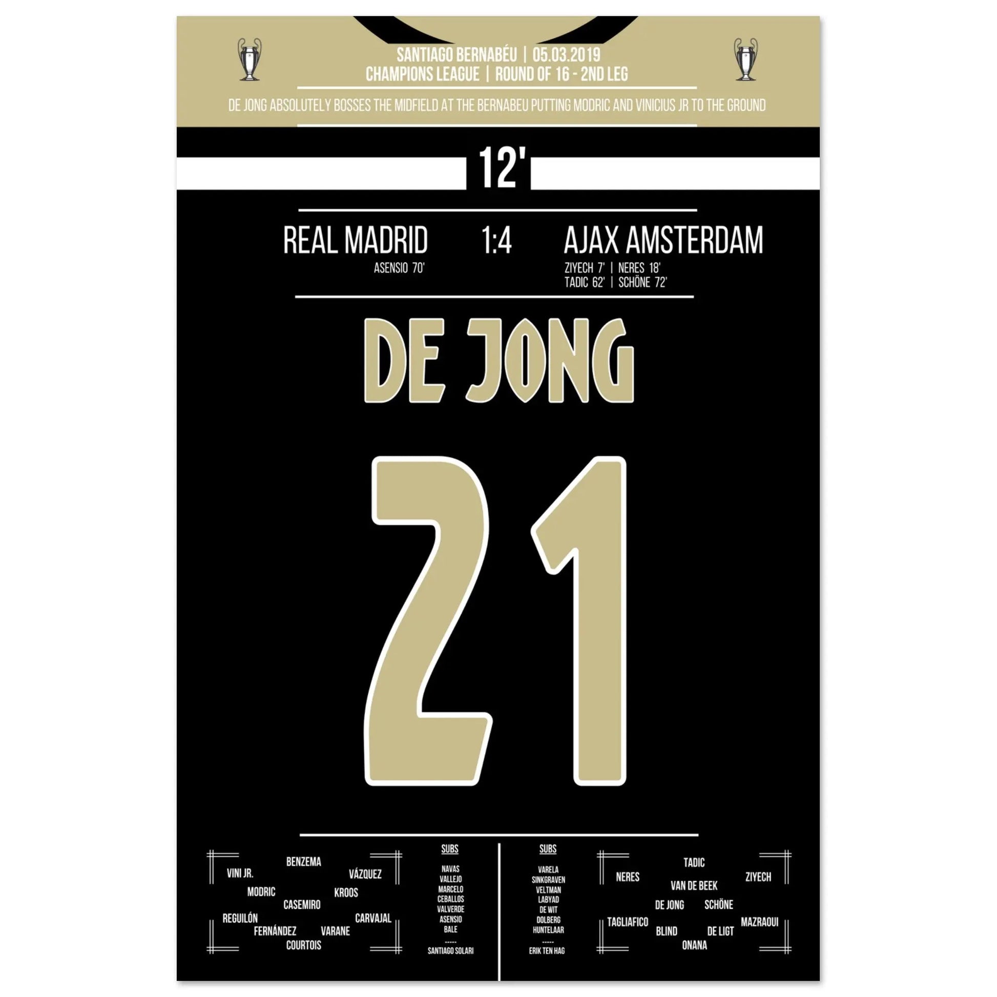 De Jong's magische Performance im Champions League Achtelfinale gegen Real 60x90-cm-24x36-Ohne-Rahmen