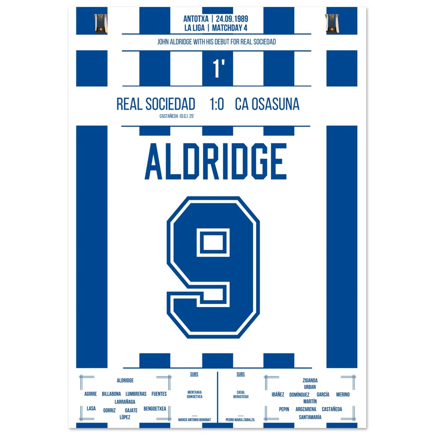 John Aldridge's debuutwedstrijd voor Real Sociedad