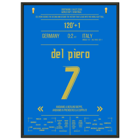 Del Piero schiesst Italien gegen Gastgeber Deutschland ins WM-Finale 2006 50x70-cm-20x28-Schwarzer-Aluminiumrahmen