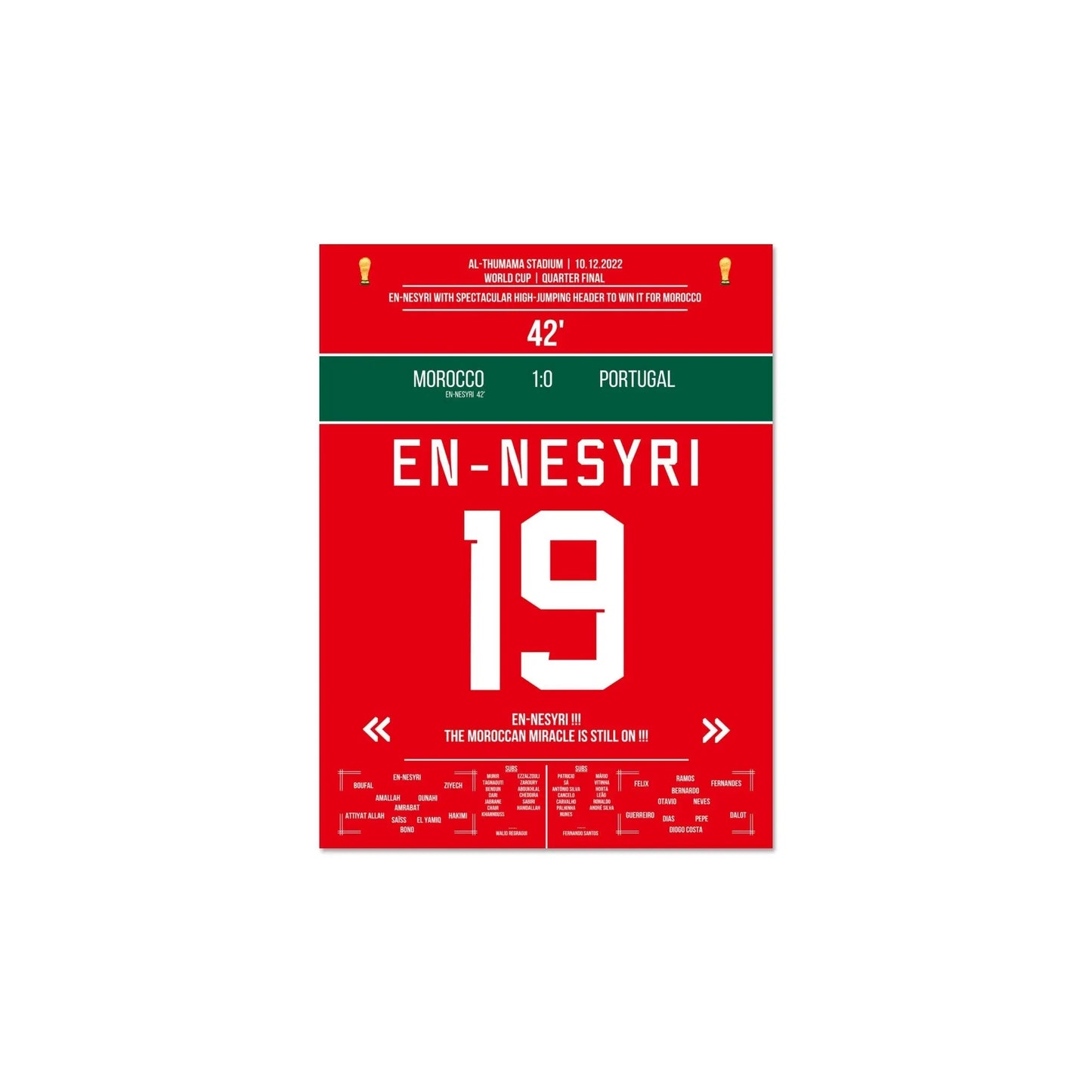 En-Nesyri's Kopfballtor bei Marokko's Halbfinal-Einzug gegen Portugal 30x40-cm-12x16-Ohne-Rahmen