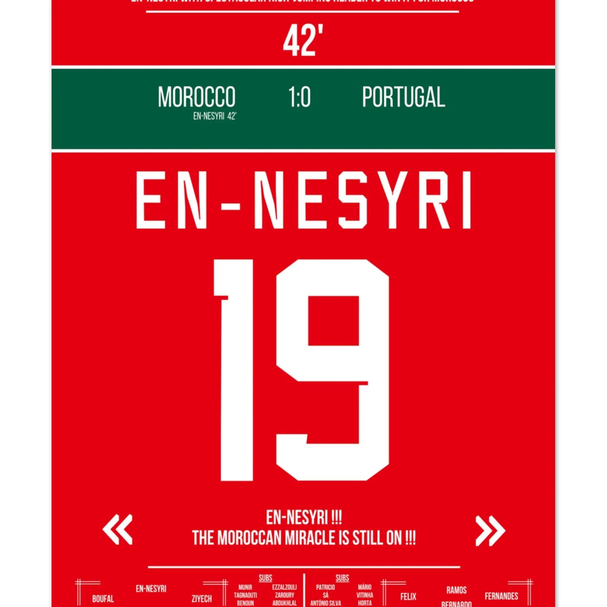 En-Nesyri's Kopfballtor bei Marokko's Halbfinal-Einzug gegen Portugal 60x90-cm-24x36-Ohne-Rahmen