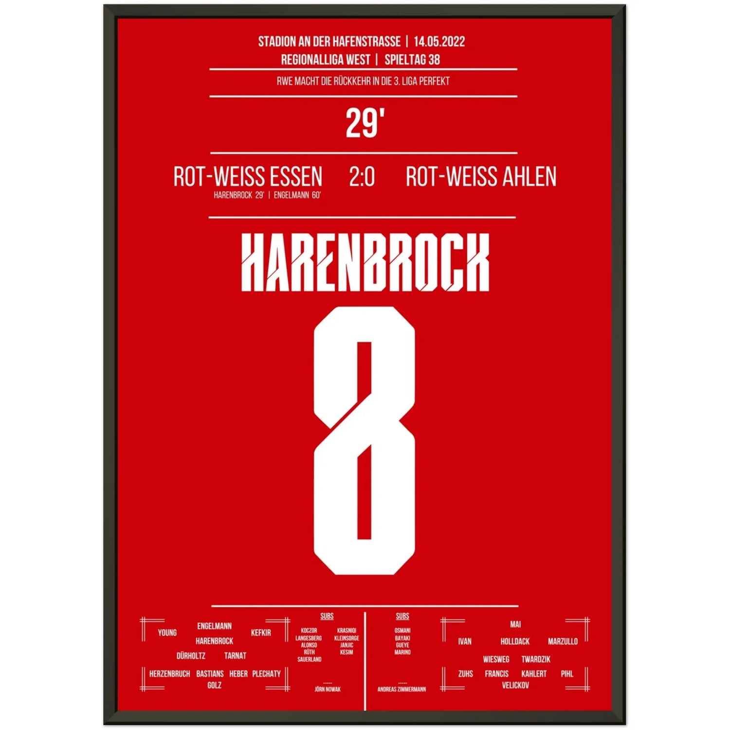 Essen's Rückkehr in den Profifussball nach 14 Jahren 50x70-cm-20x28-Schwarzer-Aluminiumrahmen