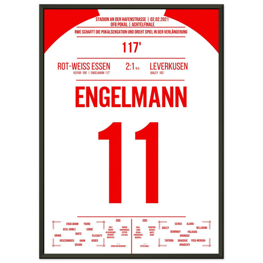 Essen's mit Pokalsensation gegen Leverkusen in 2021 50x70-cm-20x28-Schwarzer-Aluminiumrahmen