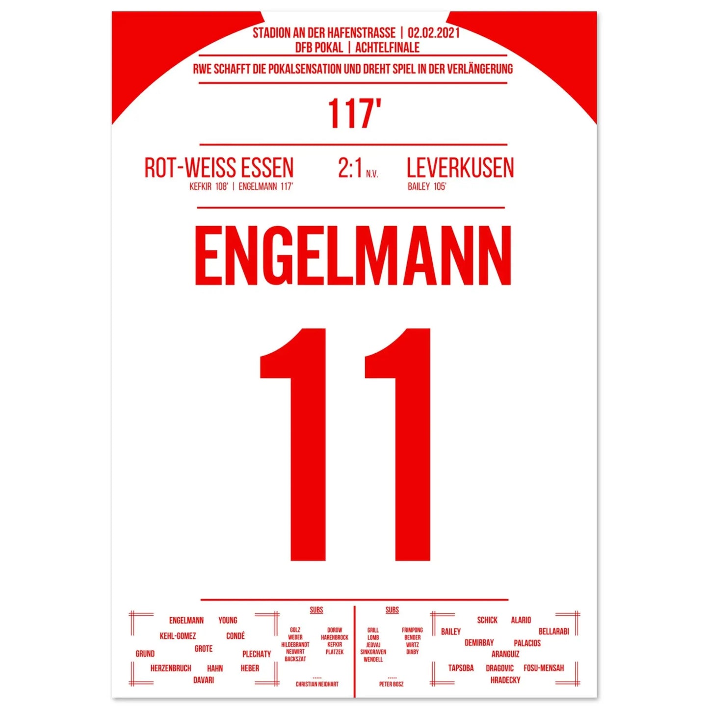 Essen's bekersensatie tegen Leverkusen in 2021