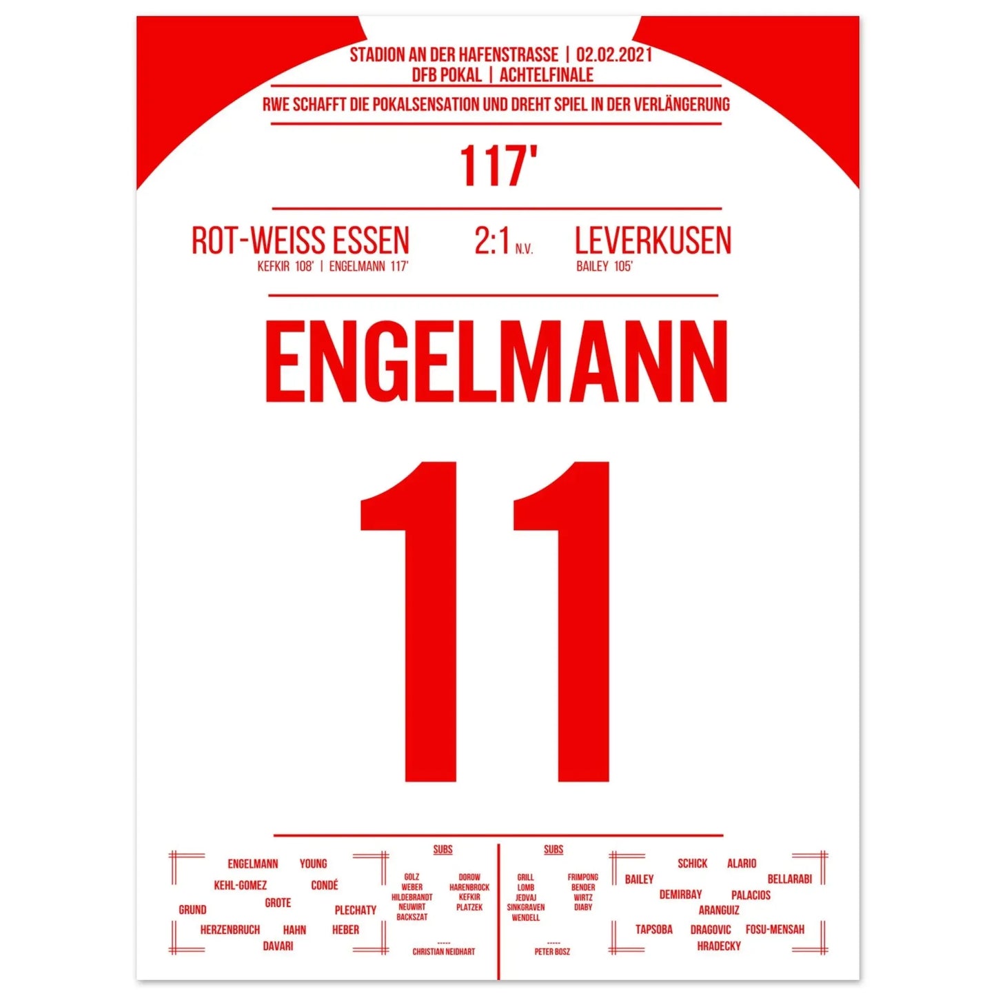 Essen's mit Pokalsensation gegen Leverkusen in 2021 45x60-cm-18x24-Ohne-Rahmen