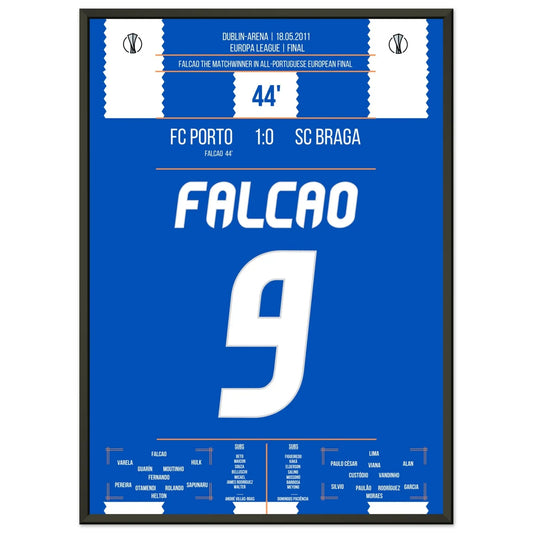 Falcao der Matchwinner für Porto im Europa League Finale 2011 50x70-cm-20x28-Schwarzer-Aluminiumrahmen