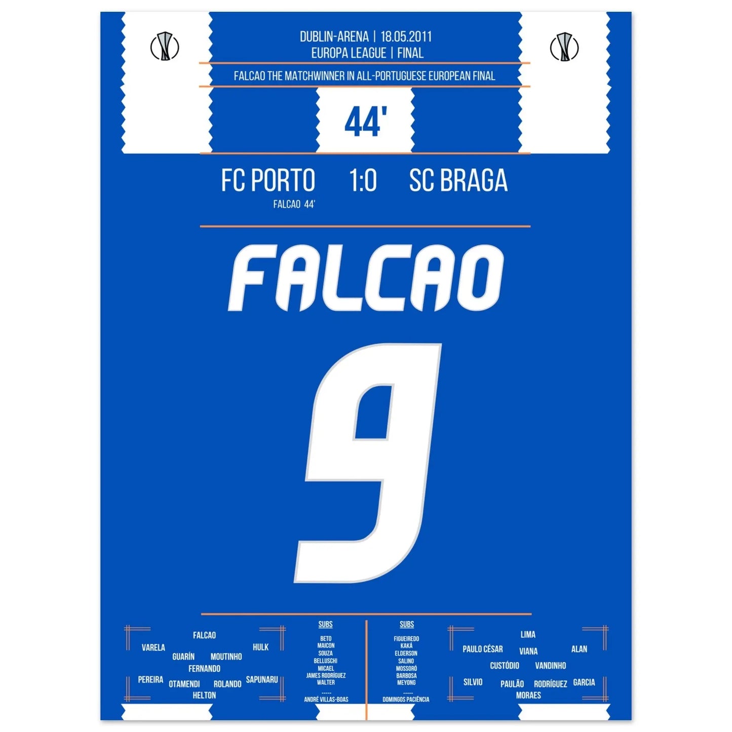 Falcao der Matchwinner für Porto im Europa League Finale 2011 45x60-cm-18x24-Ohne-Rahmen