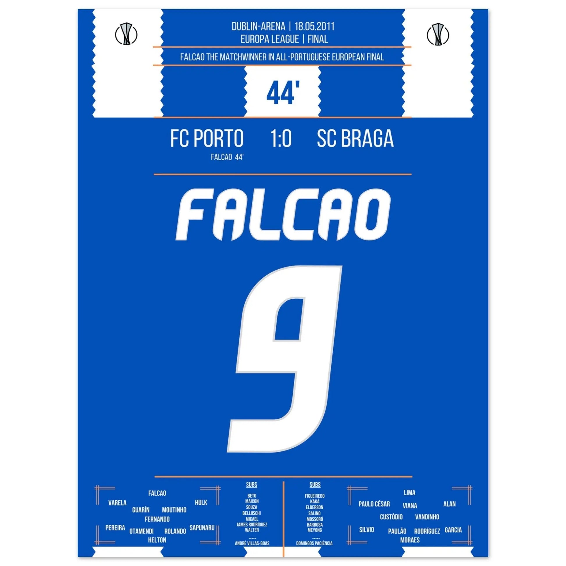 Falcao der Matchwinner für Porto im Europa League Finale 2011 30x40-cm-12x16-Ohne-Rahmen
