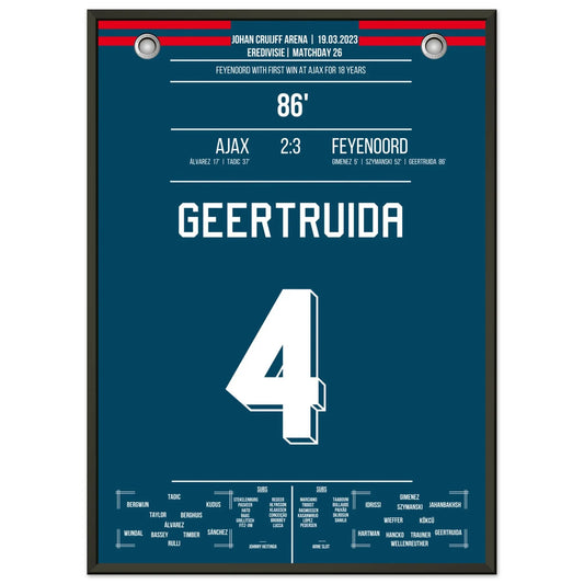 Feyenoord mit erstem Sieg bei Ajax nach 18 Jahren 50x70-cm-20x28-Schwarzer-Aluminiumrahmen