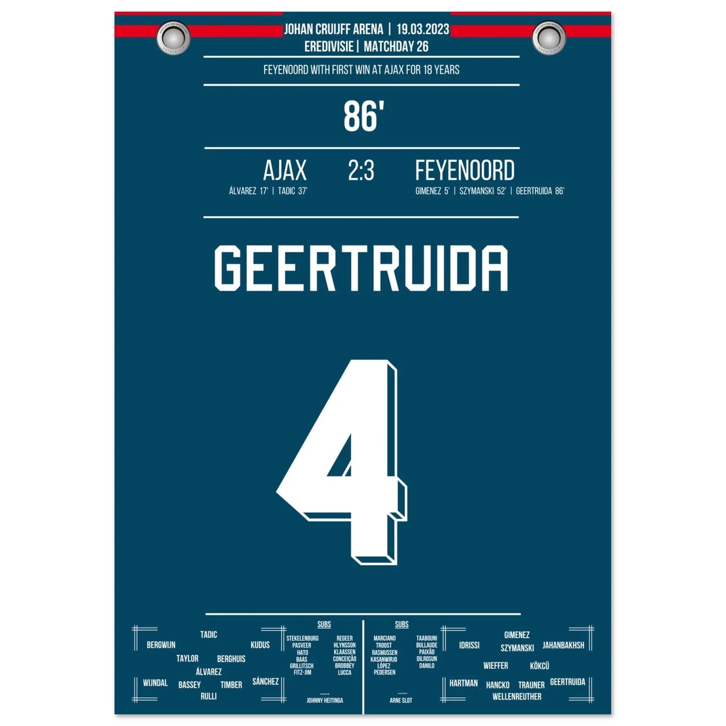 Feyenoord bij eerste zege bij Ajax in 18 jaar