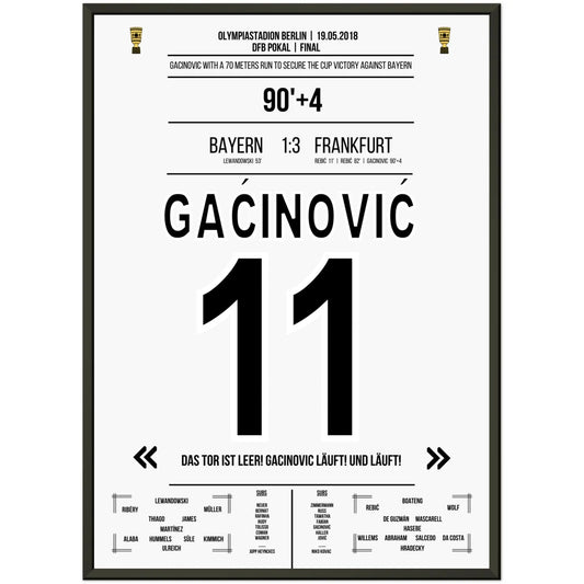 Gacinovic's 70 Meter-Lauf zum Pokaltriumph gegen Bayern 2018 50x70-cm-20x28-Schwarzer-Aluminiumrahmen