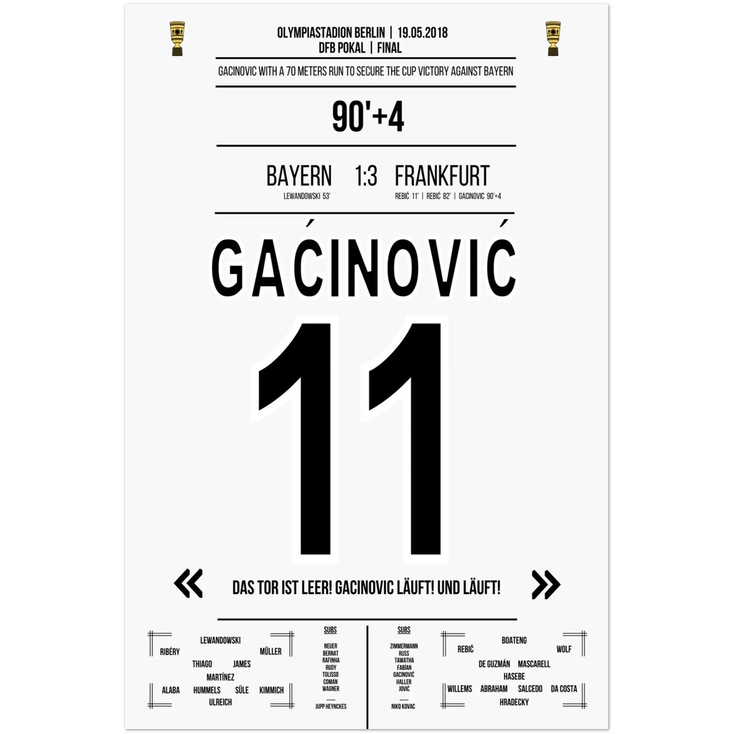 Gacinovic's 70 Meter-Lauf zum Pokaltriumph gegen Bayern 2018 60x90-cm-24x36-Ohne-Rahmen