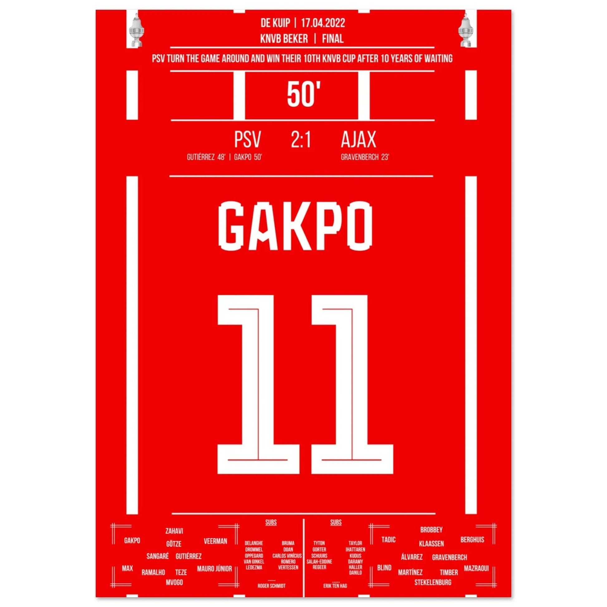 Gakpo mit Siegtreffer im Pokalfinale gegen Ajax 2017 A4-21x29.7-cm-8x12-Ohne-Rahmen