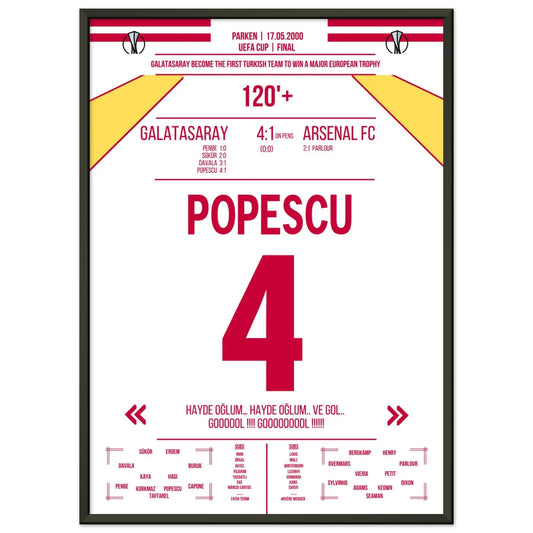 Galatasaray's Europapokal Triumph gegen Arsenal 2000 50x70-cm-20x28-Schwarzer-Aluminiumrahmen