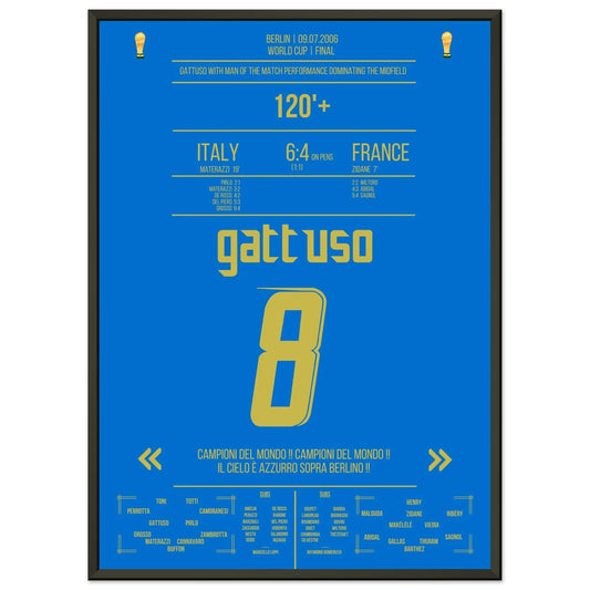 Gattuso als "Braveheart" im WM Finale gegen Frankreich 2006 50x70-cm-20x28-Schwarzer-Aluminiumrahmen