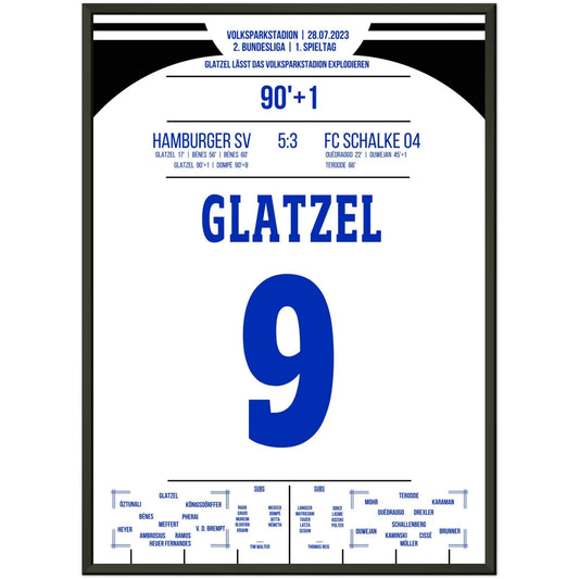 Glatzel's Tor in der Nachspielzeit zum Saisonauftaktsieg 2023 50x70-cm-20x28-Schwarzer-Aluminiumrahmen