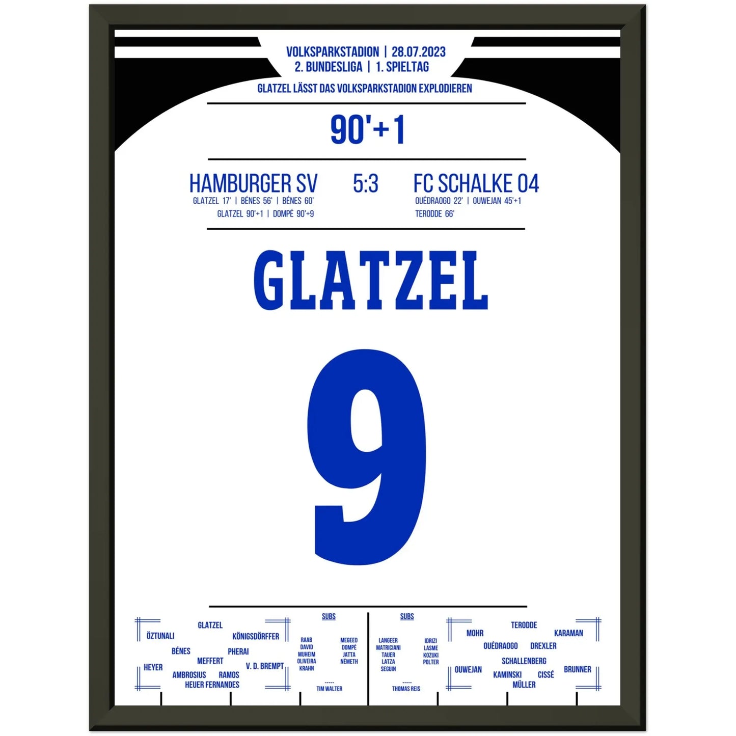 Glatzel's Tor in der Nachspielzeit zum Saisonauftaktsieg 2023 30x40-cm-12x16-Schwarzer-Aluminiumrahmen