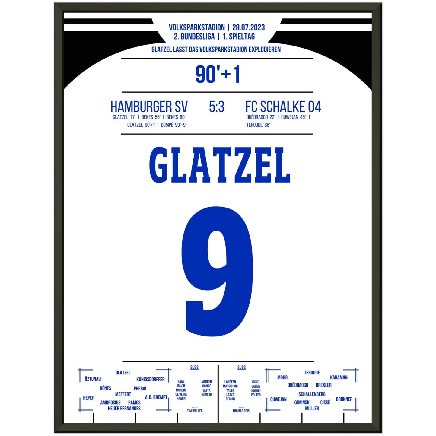 Glatzel's Tor in der Nachspielzeit zum Saisonauftaktsieg 2023 45x60-cm-18x24-Schwarzer-Aluminiumrahmen