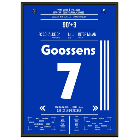 Goossens Traumtor gegen Inter 1998 50x70-cm-20x28-Schwarzer-Aluminiumrahmen