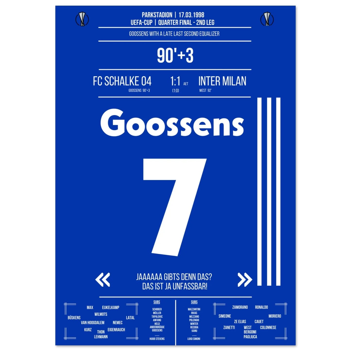 Goossens Traumtor gegen Inter 1998 A4-21x29.7-cm-8x12-Ohne-Rahmen