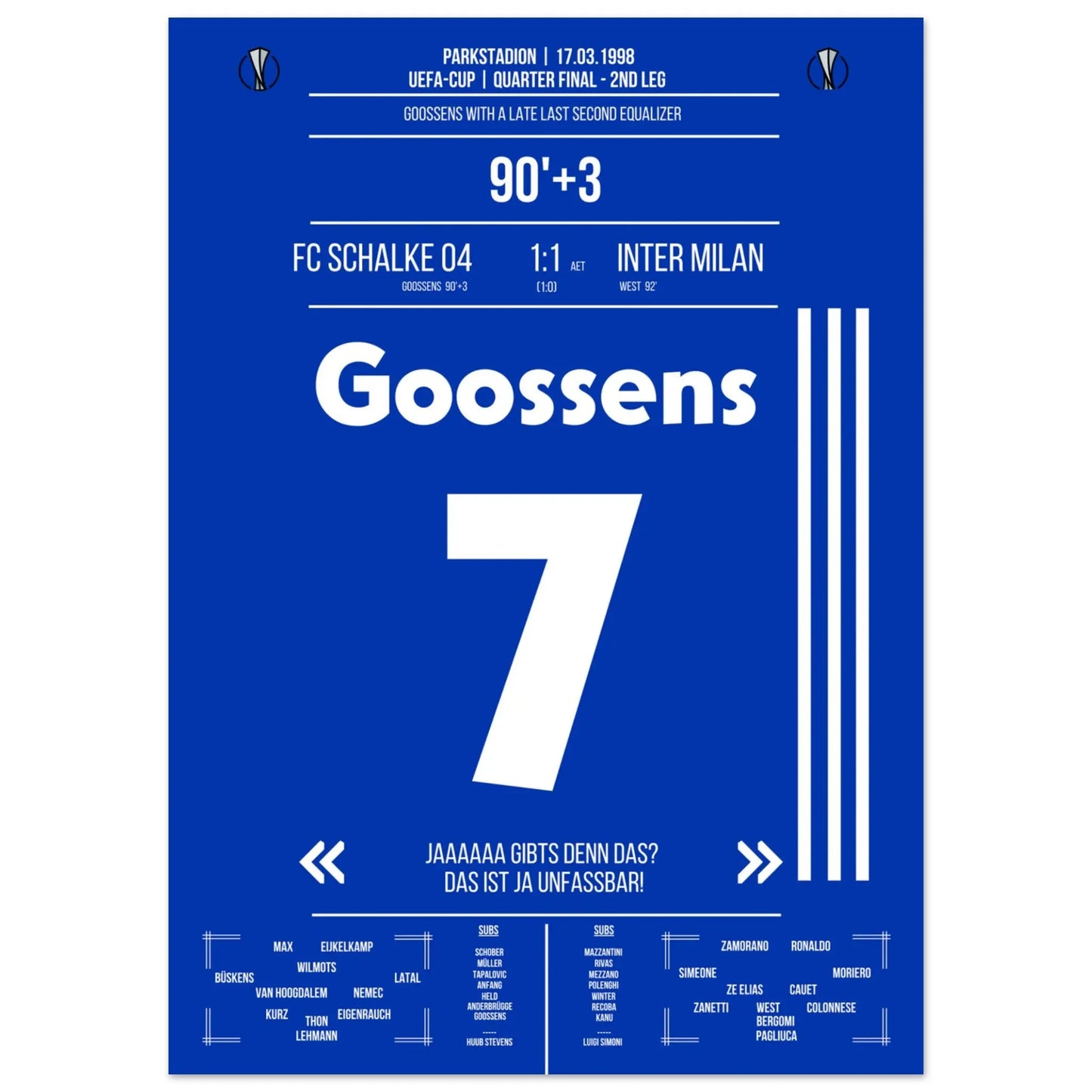 Goossens Traumtor gegen Inter 1998 50x70-cm-20x28-Ohne-Rahmen