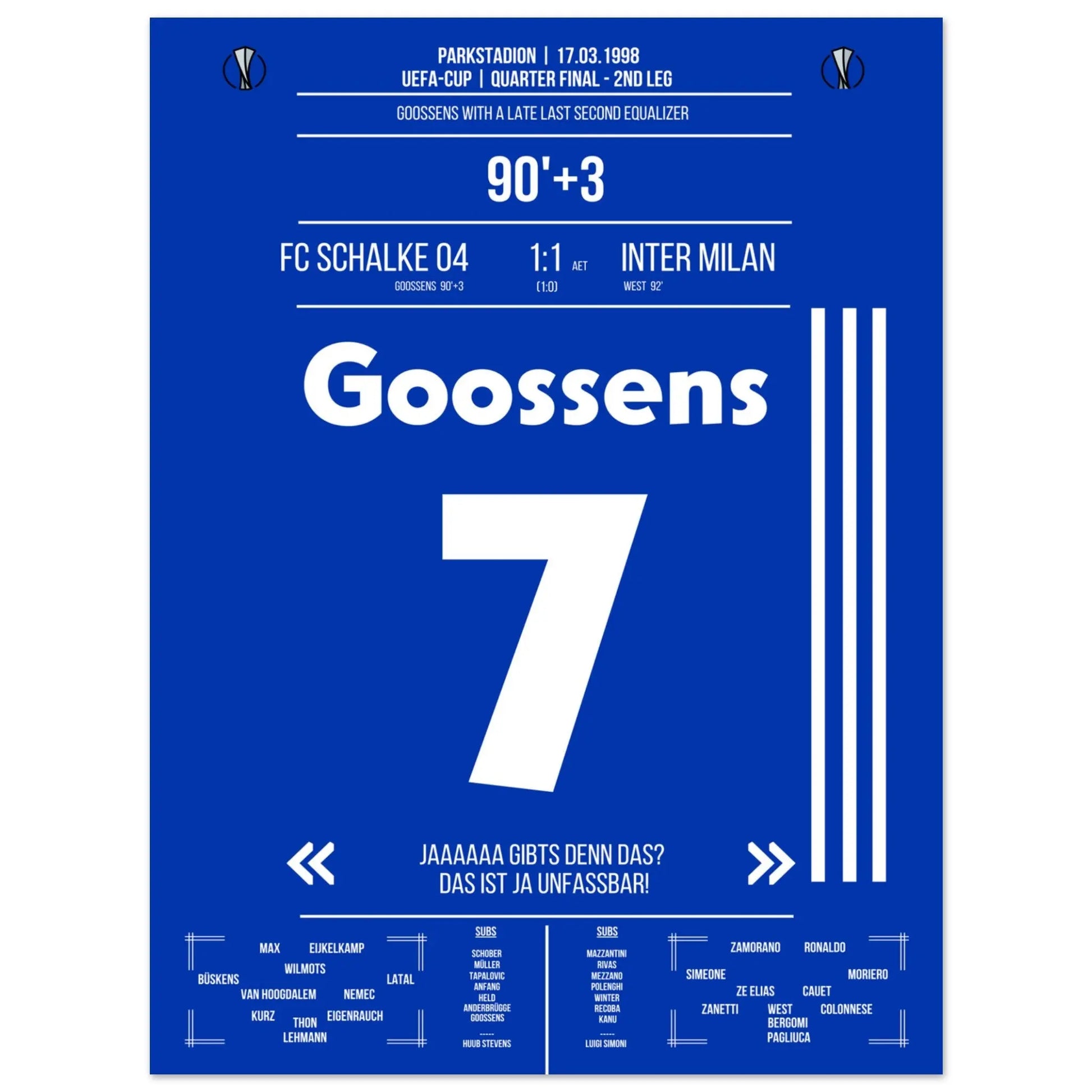 Goossens Traumtor gegen Inter 1998 45x60-cm-18x24-Ohne-Rahmen