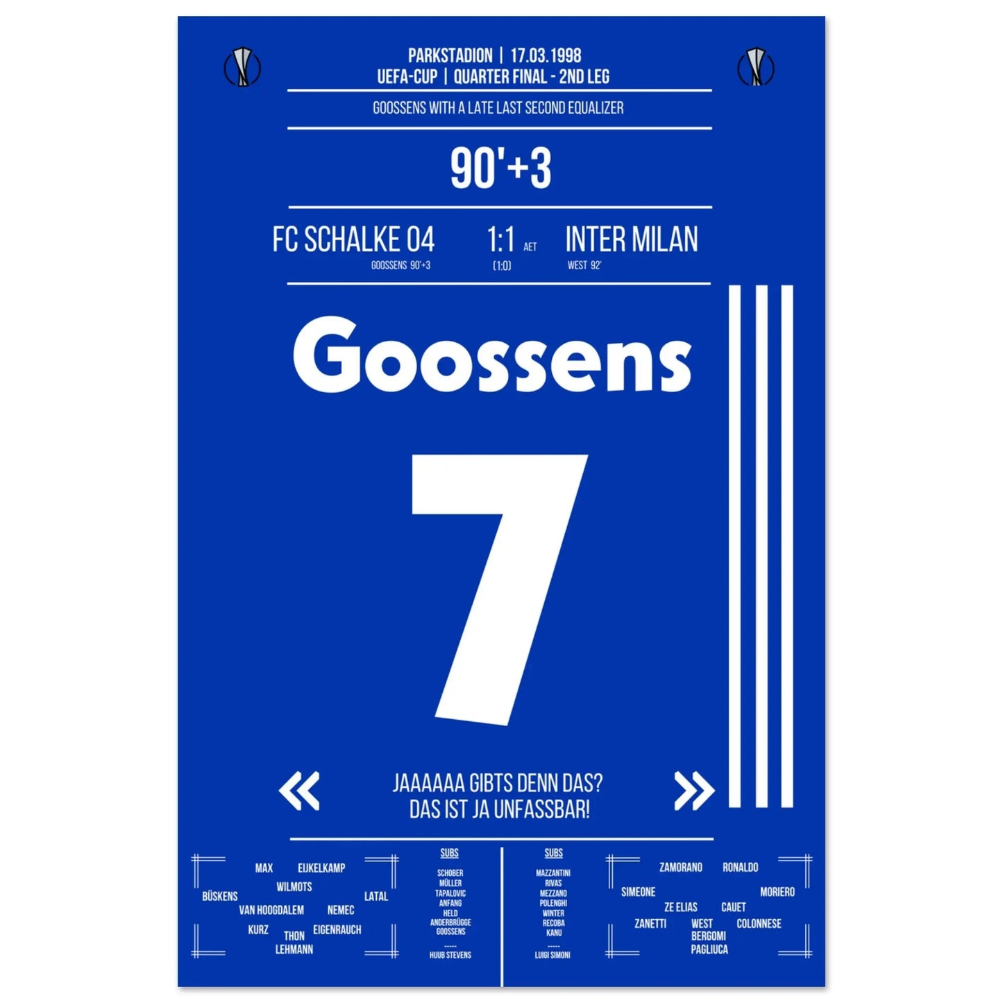 Goossens Traumtor gegen Inter 1998 60x90-cm-24x36-Ohne-Rahmen
