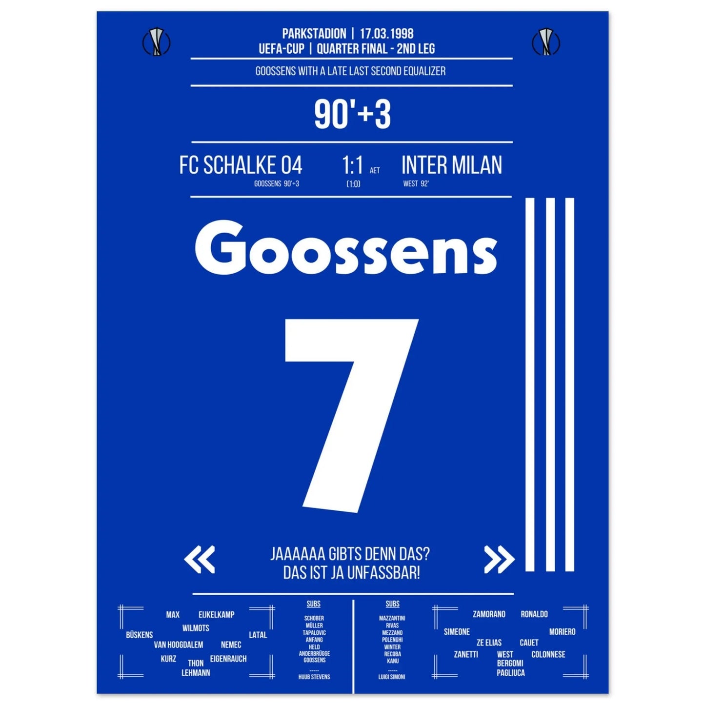 Goossens Traumtor gegen Inter 1998 30x40-cm-12x16-Ohne-Rahmen