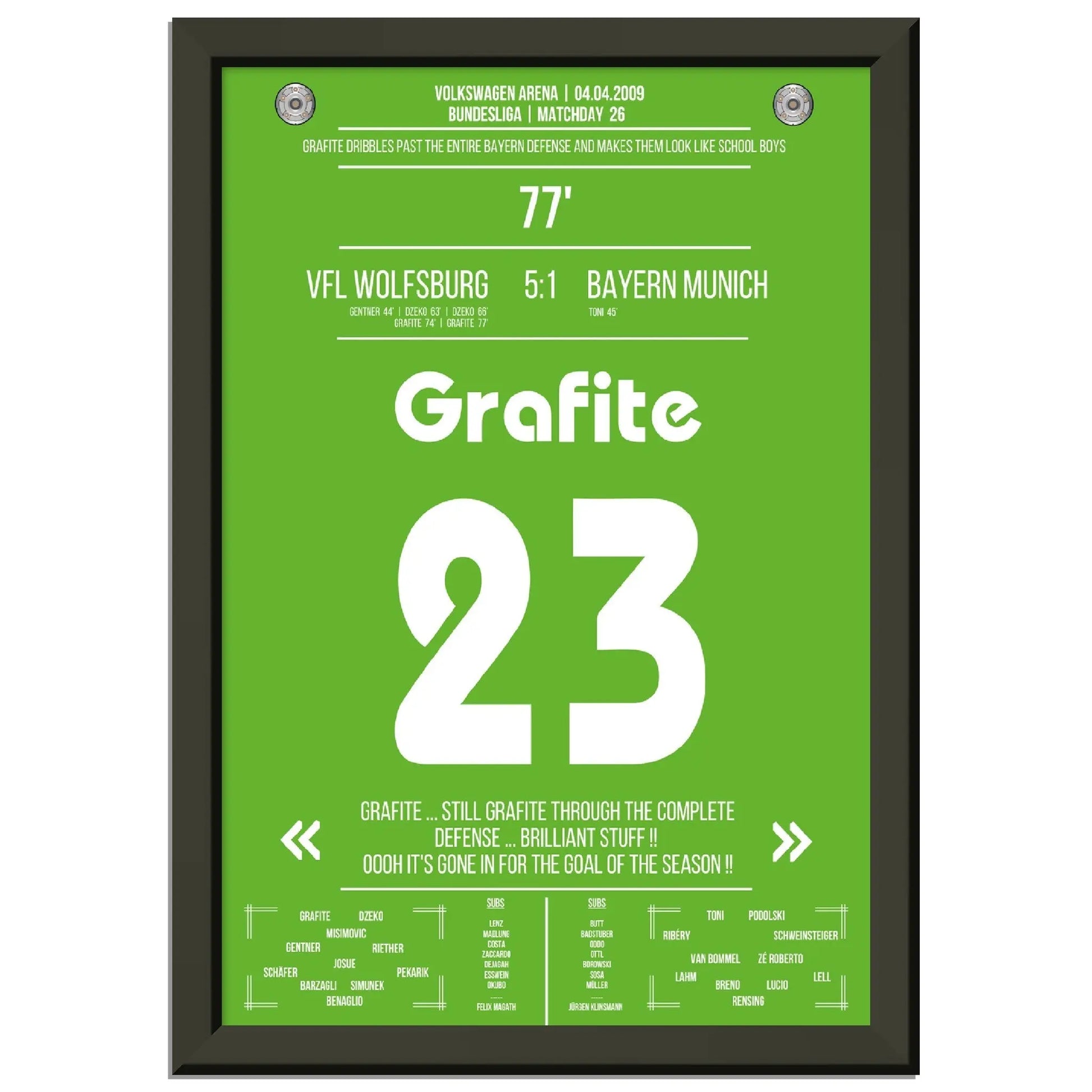 Grafite's legendäres Tor in Wolfsburg's 5-1 Sieg gegen die Bayern 2009 