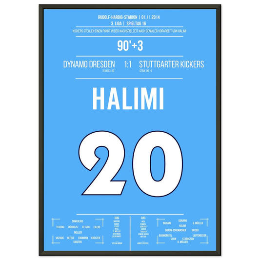 Halimi's genialer Moment in der Nachspielzeit in Dresden 2014 50x70-cm-20x28-Schwarzer-Aluminiumrahmen