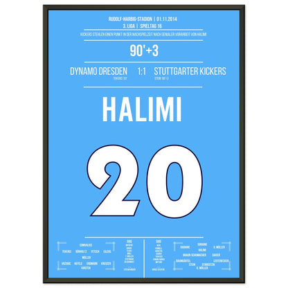 Halimi's genialer Moment in der Nachspielzeit in Dresden 2014 50x70-cm-20x28-Schwarzer-Aluminiumrahmen