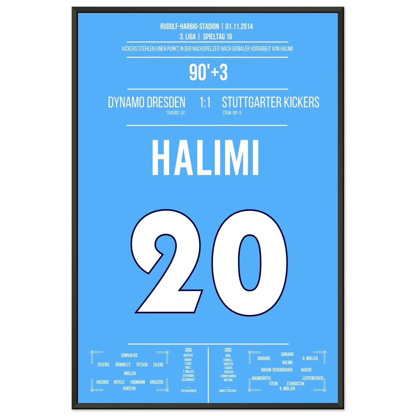 Halimi's genialer Moment in der Nachspielzeit in Dresden 2014 60x90-cm-24x36-Schwarzer-Aluminiumrahmen