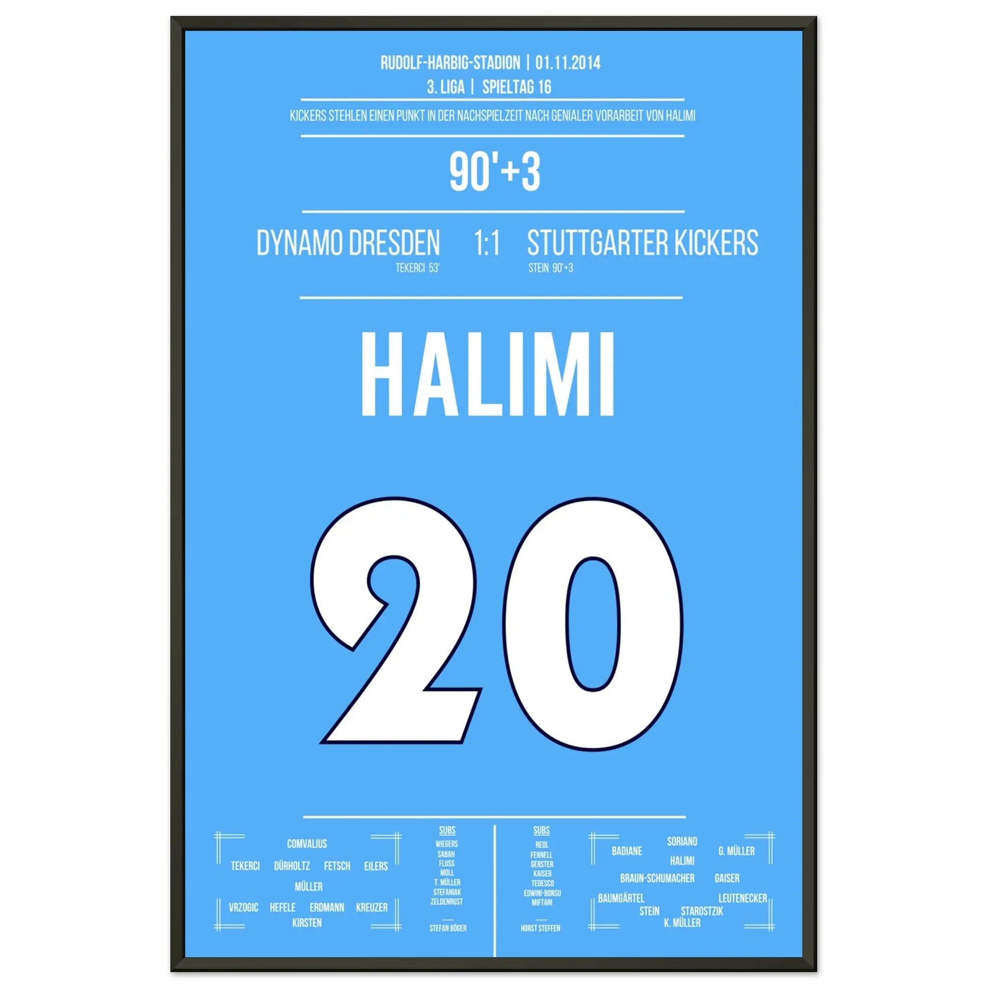 Halimi's genialer Moment in der Nachspielzeit in Dresden 2014 60x90-cm-24x36-Schwarzer-Aluminiumrahmen